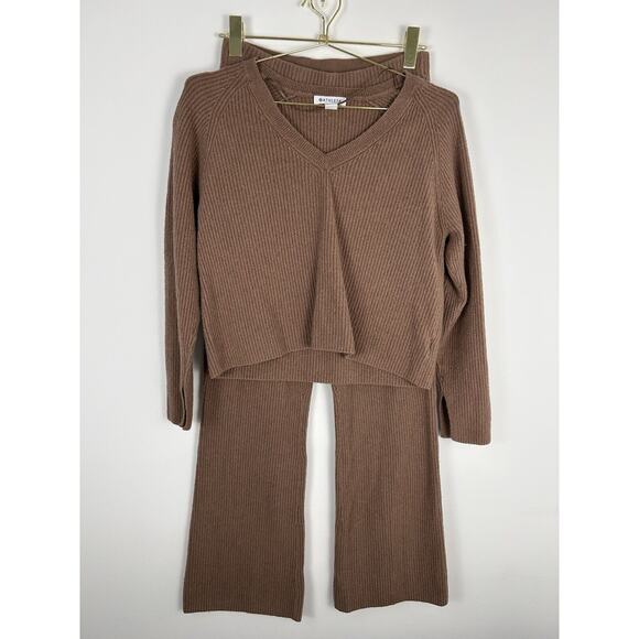 2pc Athleta Size Small Set V-Neck Top & Bottom Felicity Ribbed Cozy Flare Pants